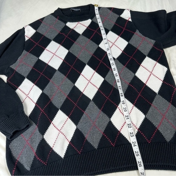 Brandy Melville Argyle Sweater Black Gray Red Academia Preppy One Size (Small) - Picture 10 of 10